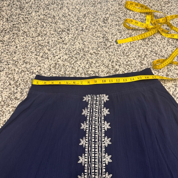 Soft Surroundings Deep Blue A-Line Skirt with White Embroidery - Picture 3 of 8